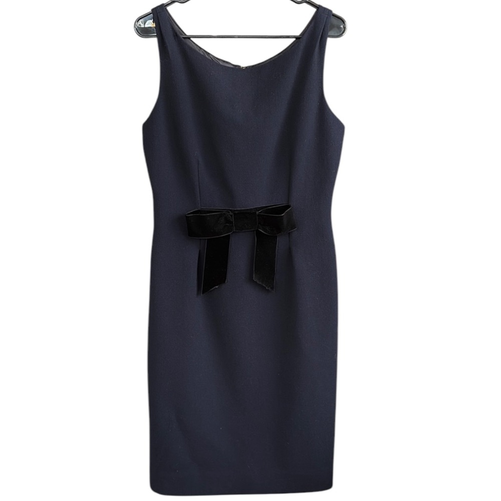 kate spade Navy Sheath Dress with Black Velvet Bow